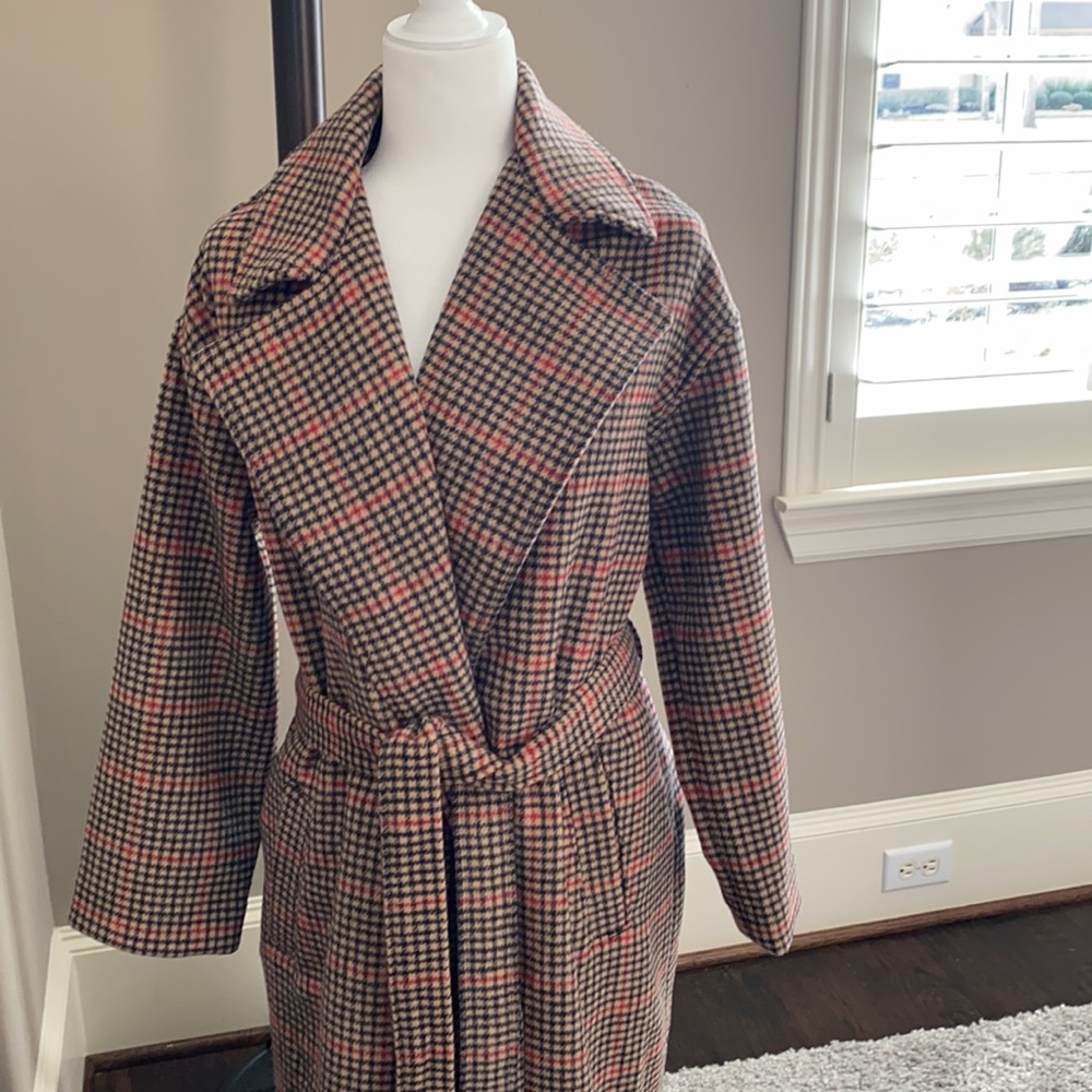 Levi’s Long Classic Belted Plaid Coat